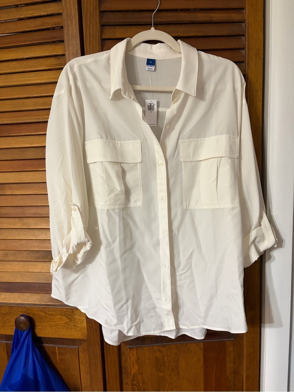 Old Navy Cream Button-Down Shirt with Front Pockets